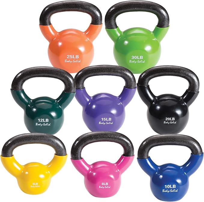 KBVS125 - Vinyl Coated Kettle Bells Set One Each 5,8,10,12,15,20,25,30 lbs Body-Solid
