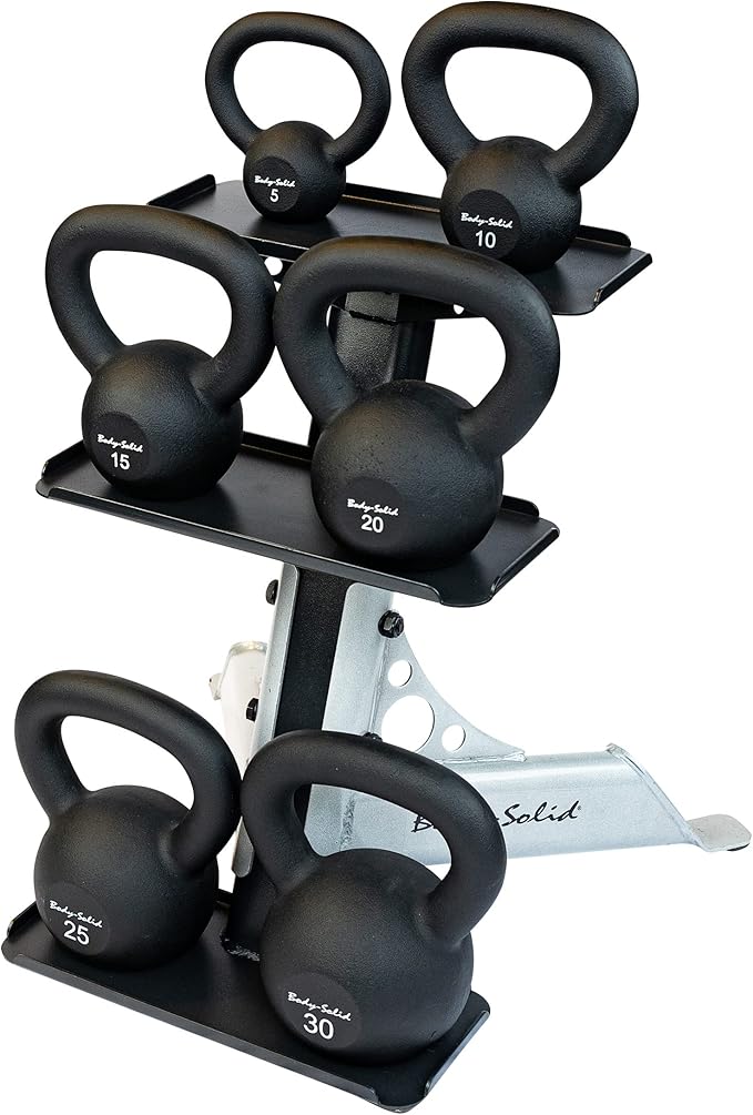 Body-Solid Matte Black Powder Coat Kettlebell with Kettle Grip Handle, Perfect Kettlebells for Weight Training and Core Workout Exercise Equipment Body-Solid