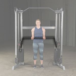 Connect the Dual Weight Stacks
Now you can take full advantage your Body-Solid functional training center's dual weight stacks with the GDCC Functional Trainer press bar. By connecting the GDCC to both racks of the Body-Solid GDCC210, you can use both stacks simultaneously for a smooth, unilateral movement.