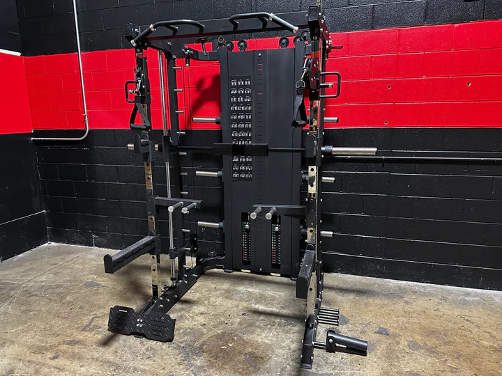 Multi-Functional Gym Smith Machine With Lat Pull Down Seat Attachment Q-1028 Pure Craft Industries