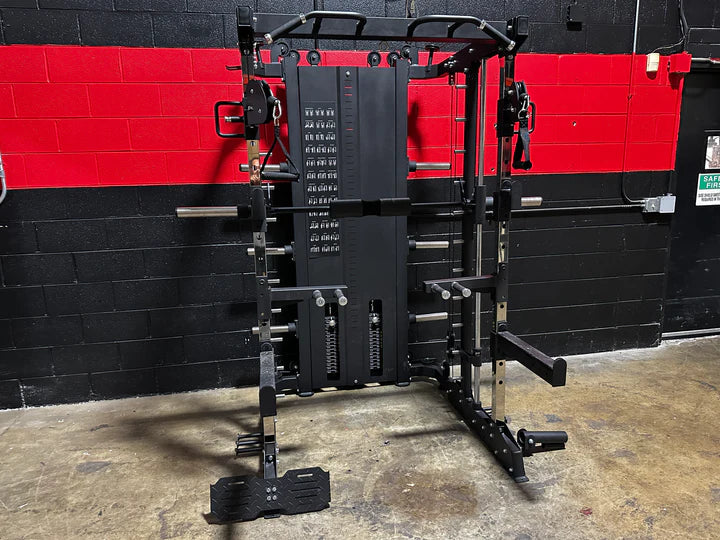 Multi-Functional Gym Smith Machine With Lat Pull Down Seat Attachment Q-1028 Pure Craft Industries