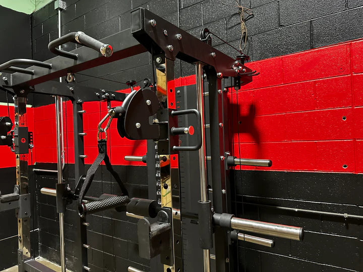 Multi-Functional Gym Smith Machine With Lat Pull Down Seat Attachment Q-1028 Pure Craft Industries
