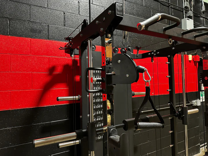 Multi-Functional Gym Smith Machine With Lat Pull Down Seat Attachment Q-1028 Pure Craft Industries