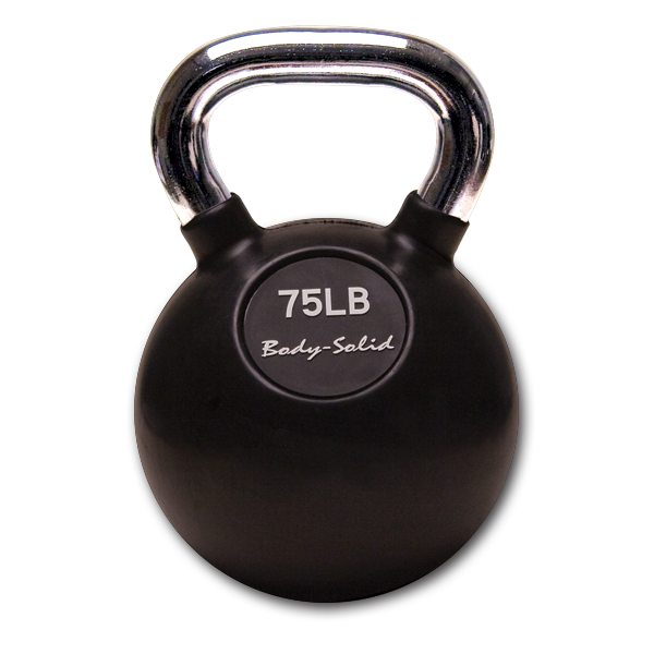 KBC75 - Chrome, Rubber Kettlebell 75lb Body-Solid