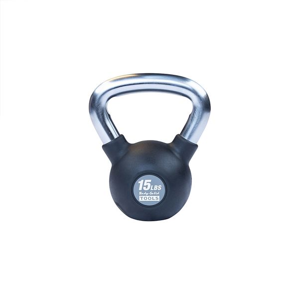 KBZ15 - Chrome, Rubber Kettlebell 15lb Body-Solid
