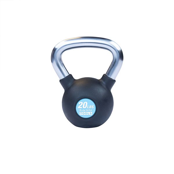 KBZ20 - Chrome, Rubber Kettlebell 20lb Body-Solid