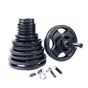 400 LB Rubber Grip Oly Set, Chrome Bar