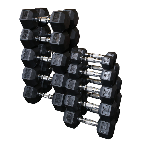 Grey Hex Dumbell set 5-50lb pairs Body Solid