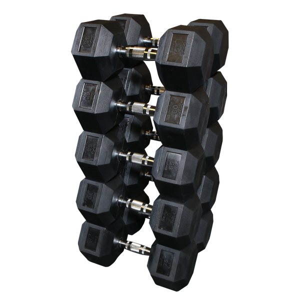 SDRS650 - Rubber Hex Dumbell 55-75lb pairs Body-Solid