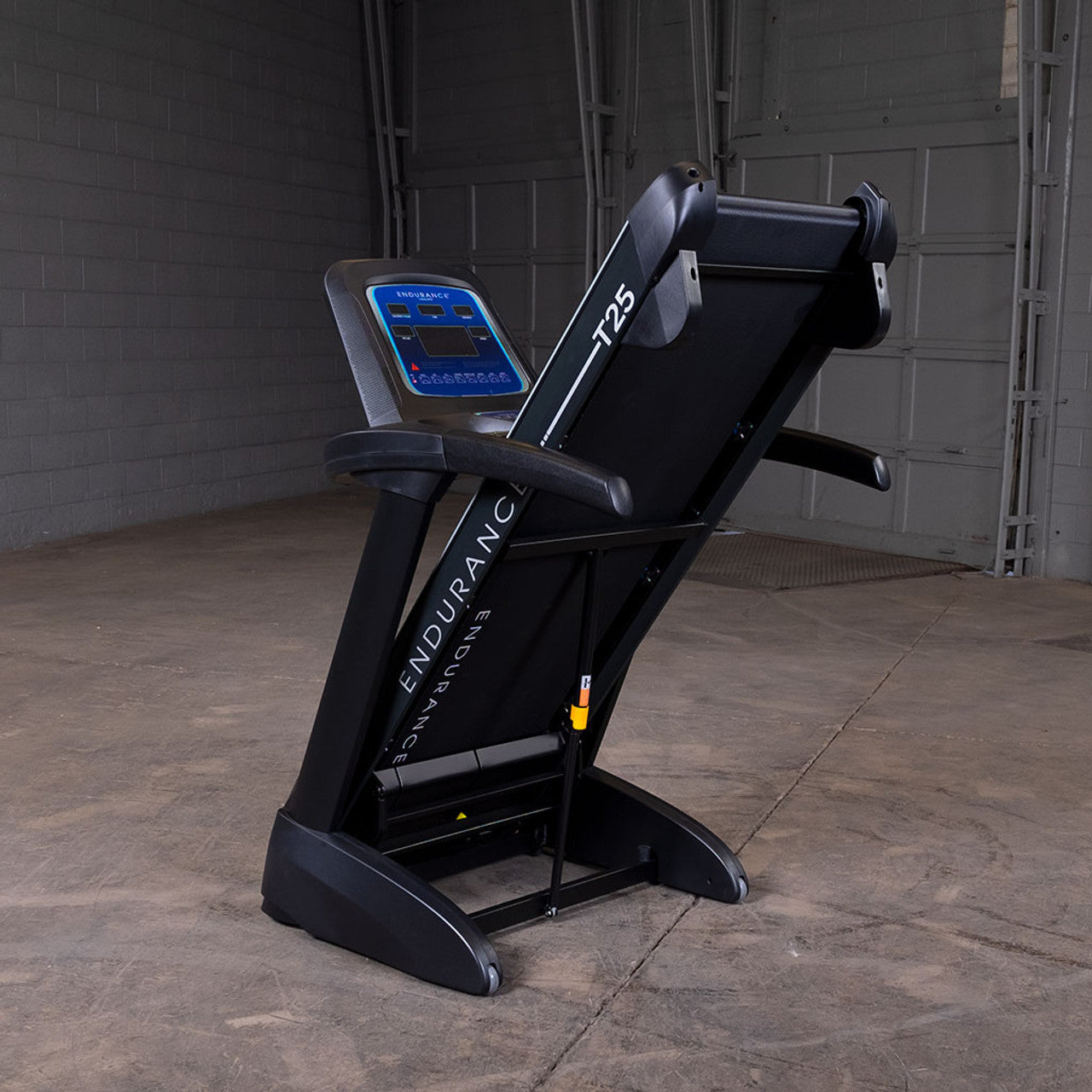 Body-Solid (T25) Foldable Incline Treadmill for Jogging & Walking, 400lbs. Weight Capacity, 4 HP Electric Motor Running Machine with Anti-Static Carbon Woven Belt, Speed Range 1-10 mph, Black
