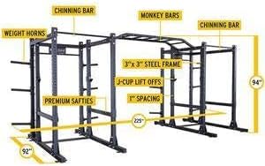 PCL Power Rack Double Rack/Extension w Monkey Bar