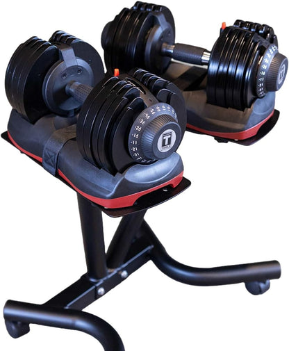 Body-Solid Tools Adjustable Dumbbell Set, 11 lb. to 66 lb. with Stand