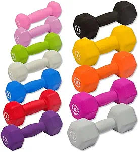 BSTNDS164 - Neoprene Dumbbell for Weight and Aerobic Training, Pilates & Physical Therapy, Hand Weights for Women, Free Weights Hex End Dumbbells