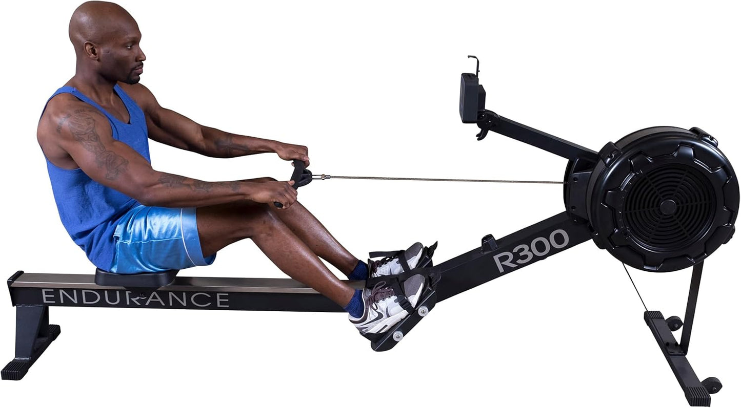 Body-Solid Endurance (R300) Air Resistance Indoor Rower - Cardio & Total Body Workout Machine with Self-Generating Power