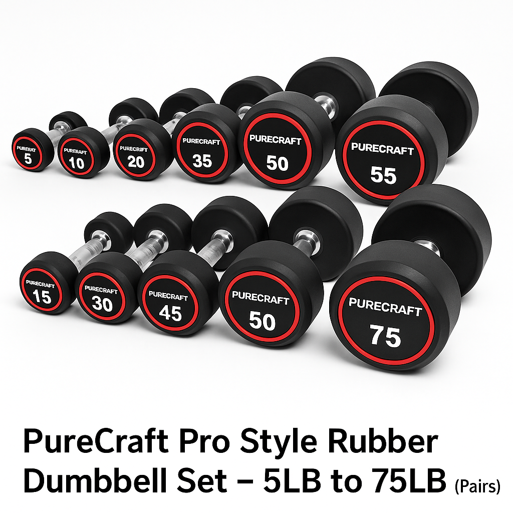Pure Craft Pro Style Rubber Dumbbell Set – 5LB to 75LB (Pairs) Pure Craft Industries