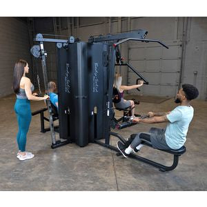 Body-Solid (S1000/3) Pro Clubline Multi-Station Four Weight Stack Commercial Gym Machine, Upper & Lower Body Strength Training Functional Workout Stations for Weights Lifting and Bodybuilding, 310 lb