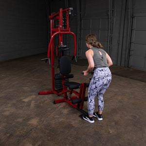 This home gym is a fully adjustable single-stack gym featuring a no cable-change design plus heavy-duty construction with 1.5” x 3.25” oval tubing, welded frame components, and sealed bearings.