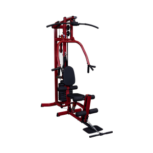 This home gym is a fully adjustable single-stack gym featuring a no cable-change design plus heavy-duty construction with 1.5” x 3.25” oval tubing, welded frame components, and sealed bearings.