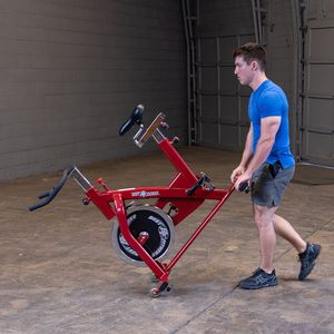 The Best Fitness BFSB5R Indoor Training Cycle offers the feel of road biking thanks to a chain-drive system and challenging 40lb. flywheel. Everything is adjustable: handlebar height, seat height, seat position