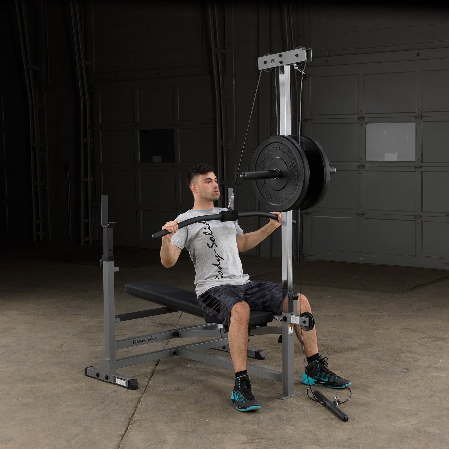 Lat Pull Down/Seated Row Attachment for Benches