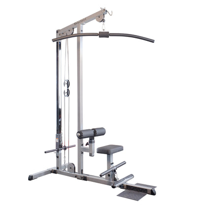 Body-Solid (GLM83) Pro LAT Machine with Low Row Bar - Multi-Position Foam Rollers, Includes 48" LAT Bar & 20" Straight Bar, Smooth Nylon Bushings