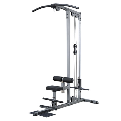 Body-Solid (GLM83) Pro LAT Machine with Low Row Bar - Multi-Position Foam Rollers, Includes 48" LAT Bar & 20" Straight Bar, Smooth Nylon Bushings