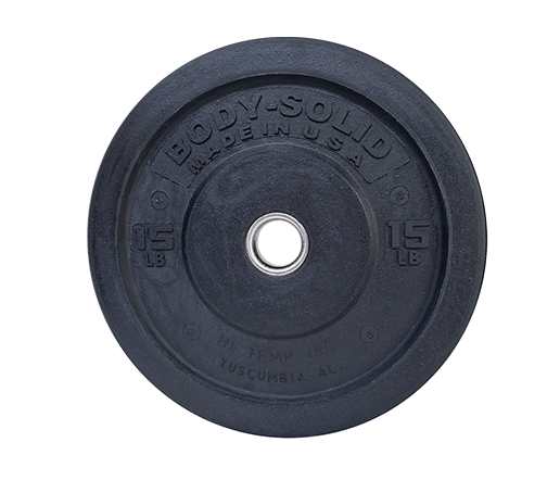 15 lb. Premium Bumper Plate
Body-Solid Full Commercial /Premium Bumper plates are Made in the USA with recycled materials and a Stainless Steel bushing for long life and durability.