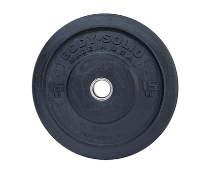 15 lb. Premium Bumper Plate
Body-Solid Full Commercial /Premium Bumper plates are Made in the USA with recycled materials and a Stainless Steel bushing for long life and durability.