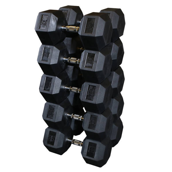 SDRS900 - Rubber Hex Dumbell 80-100lb pairs