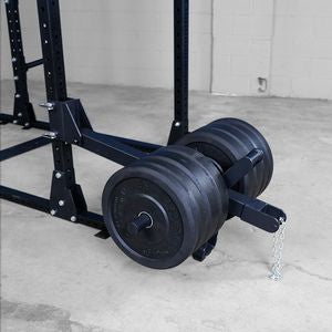 The Body-Solid Pro Clubline SPRBSA Belt Squat Attachment allows users to squat heavy without putting compression stress on the back and shoulders