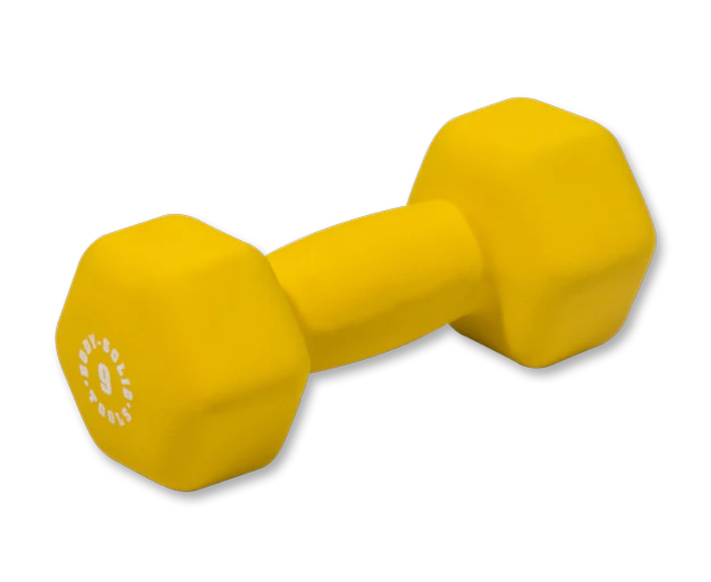 Yellow 9lb neoprene dumbell