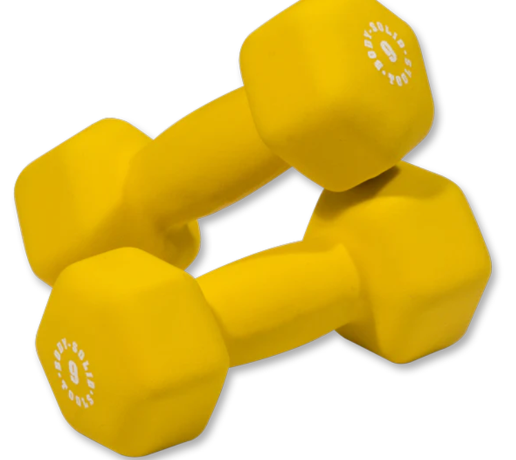 Yellow 9lb neoprene dumbell