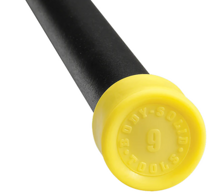 9LB YELLOW PADDED WEIGHTED BAR - Grip Diameter 1.05in