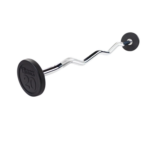 Rubber Coated Fixed Curl Barbell, 20lb