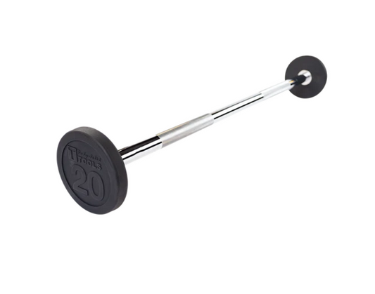 Rubber Coated Fixed Straight Barbell, 20lb