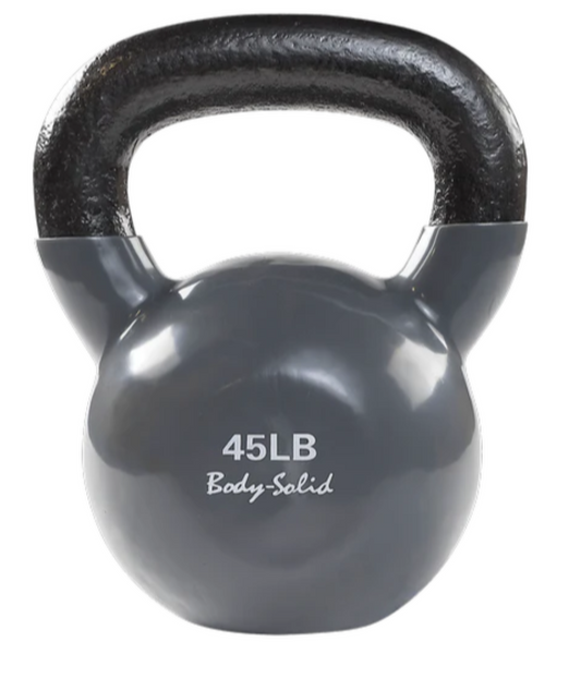 Vinyl Coated Kettlebell, 45lb grey