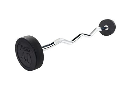 Rubber Coated Fixed Curl Barbell, 40lb