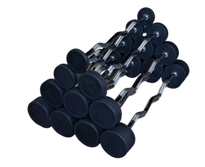 Rubber Coated Fixed Curl Barbell, 40lb