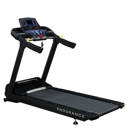 Endurance by Body-Solid (T150) Incline Treadmill for Jogging & Walking, 400lbs. Weight Capacity, 4 HP Electric Motor Running Machine With Anti-Static Carbon Woven Belt, Speed Range 0.5-12.5 mph, Black