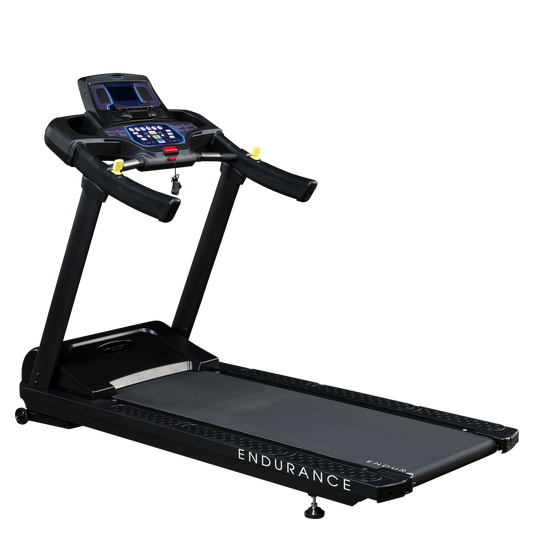 Endurance by Body-Solid (T150) Incline Treadmill for Jogging & Walking, 400lbs. Weight Capacity, 4 HP Electric Motor Running Machine With Anti-Static Carbon Woven Belt, Speed Range 0.5-12.5 mph, Black