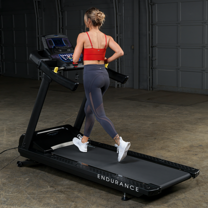 Endurance by Body-Solid (T150) Incline Treadmill for Jogging & Walking, 400lbs. Weight Capacity, 4 HP Electric Motor Running Machine With Anti-Static Carbon Woven Belt, Speed Range 0.5-12.5 mph, Black