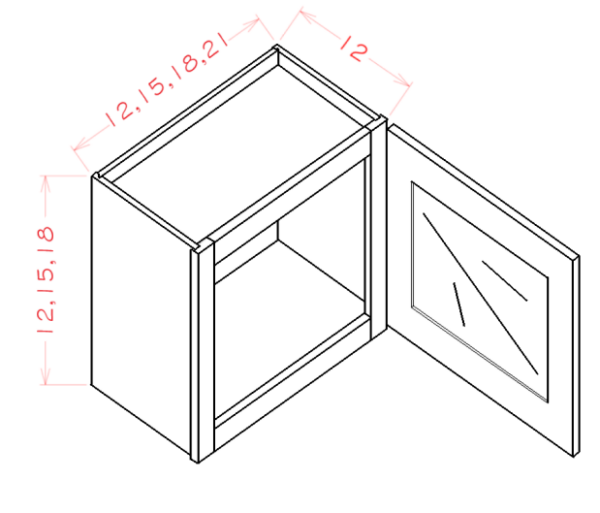 W1215GD – Stacker Wall Glass Door Cabinet with Finished Interior