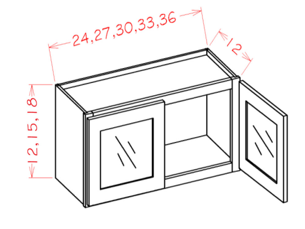 W2415GD – Stacker Wall Glass Door Cabinet with Finished Interior