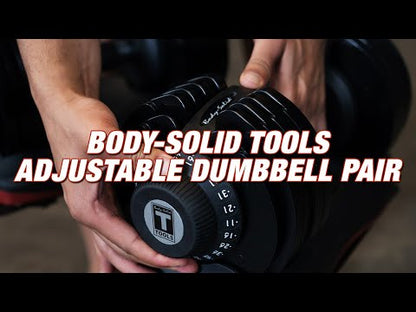 Body-Solid Tools Adjustable Dumbbell Set, 11 lb. to 66 lb. with Stand