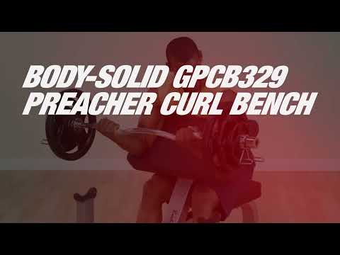 Body-Solid (GPCB329B) Preacher Curl Bench - Adjustable Arm Curl Bench for Bicep Workouts, High Tensile Strength, DuraFirm Padding - Weight Training Equipment