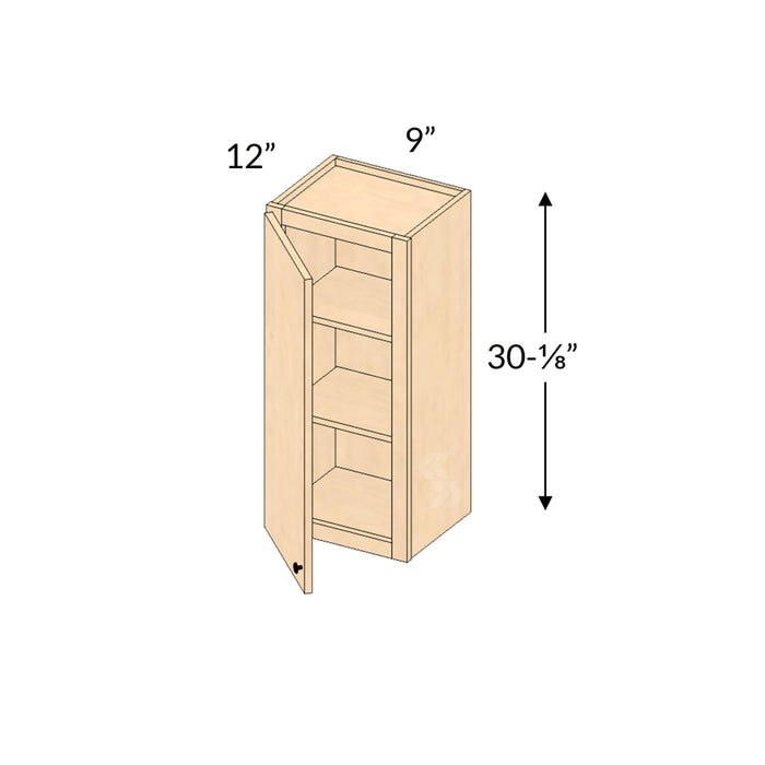 B12 - Shaker Maple Natural Base Cabinet (1 Door, 1 Drawer) - Framed Assembled Kitchen Cabinet